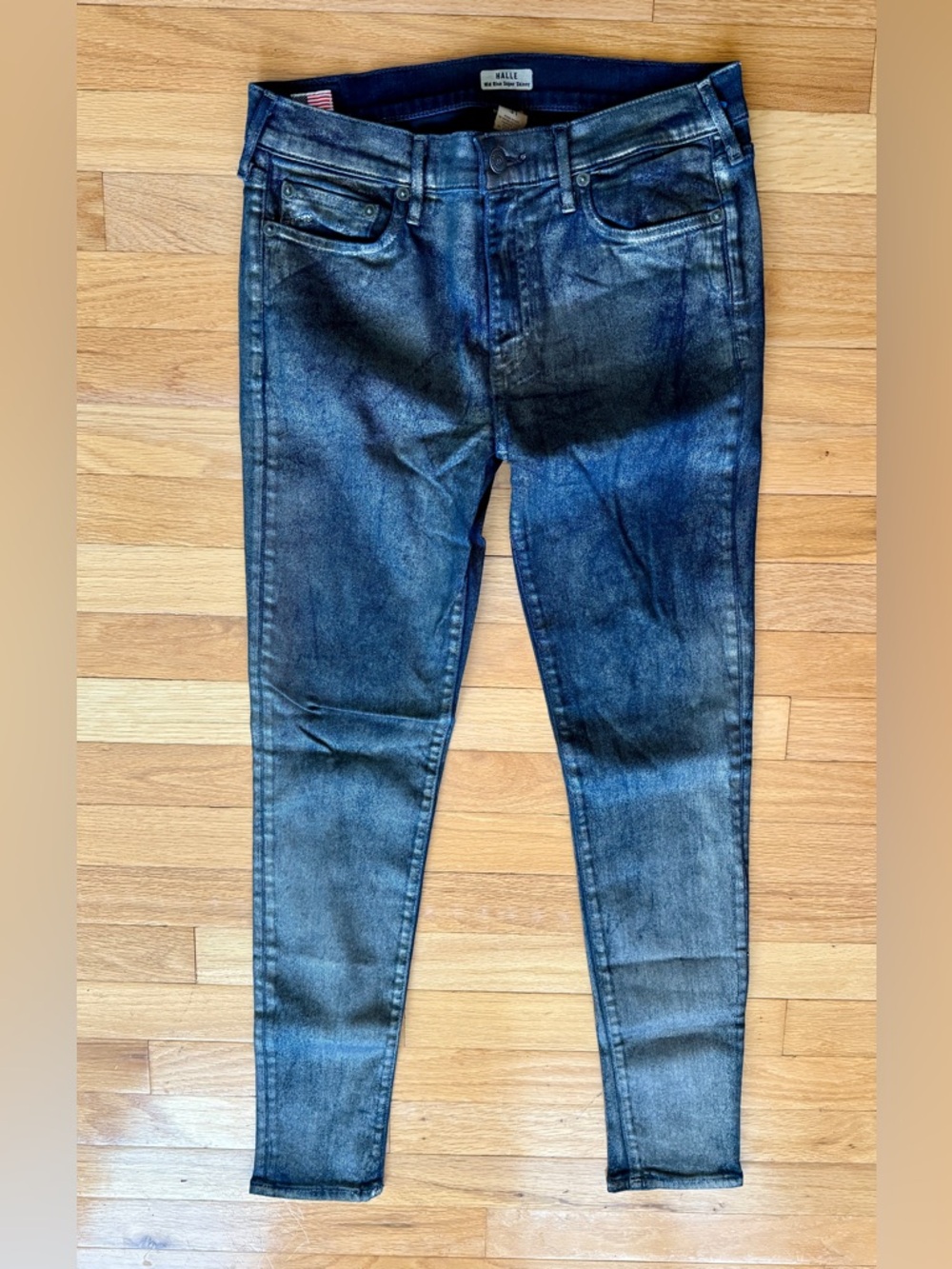 True Religion Halle mid rise super skinny jeans metallic finish women’s 28